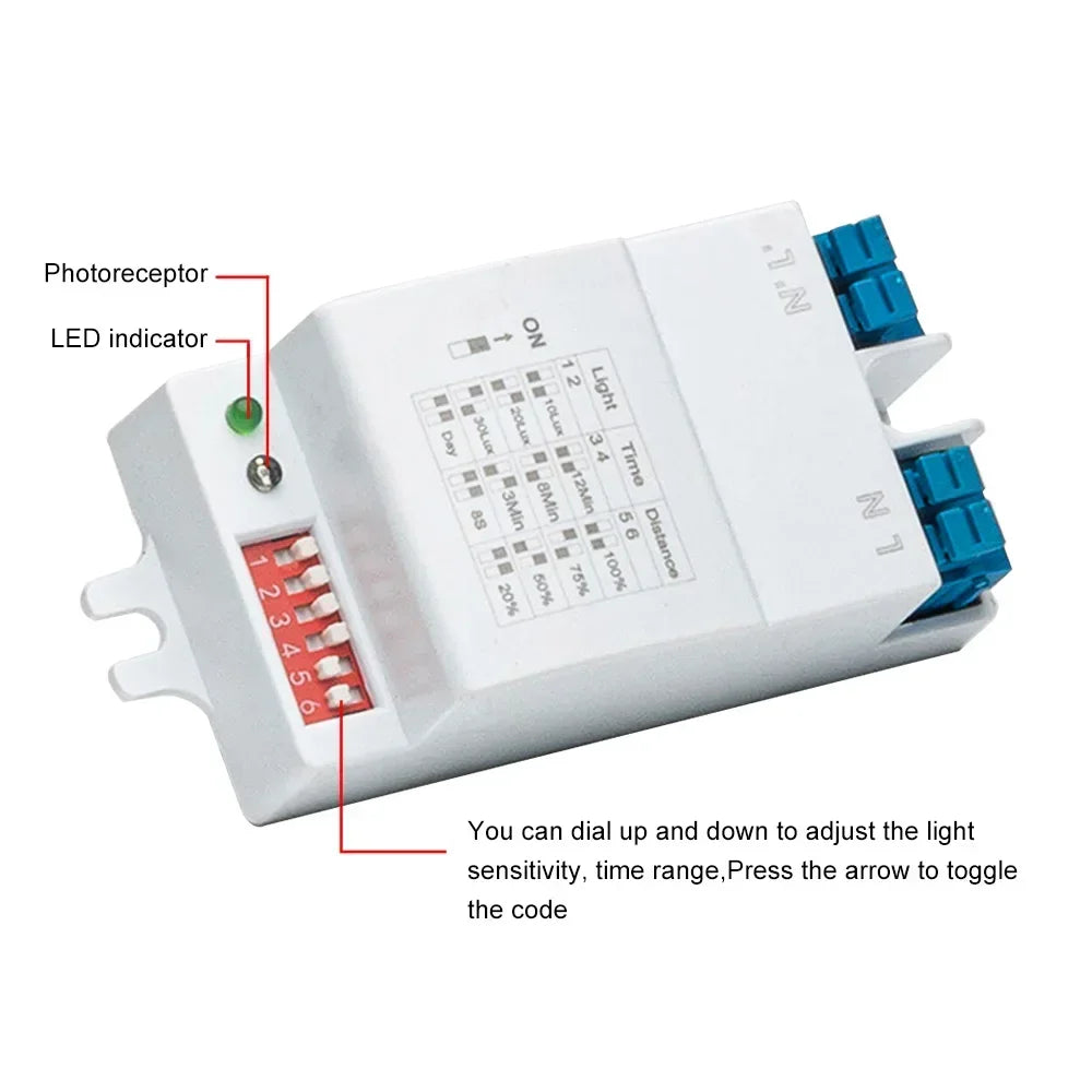 AC 220V-240V 5.8GHz Radar Dialing Sensor 360 Degrees Microwave Induction Switch Human Body Motion For Corridor Courtyard Garage