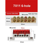A10 Series 7*11 9*14 3/4/5/6/7/8/10/12 Hole Zero Ground Row Copper Bar Connection Terminal Wiring Terminal of Distribution Box