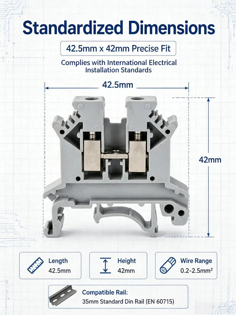 UK 2.5 Terminal Block UK2.5B Screw Connection Connect Strip 2.5B/3N/5N/6N/10N  2.5mm² Cable Electrical Din Rail Wire Connector