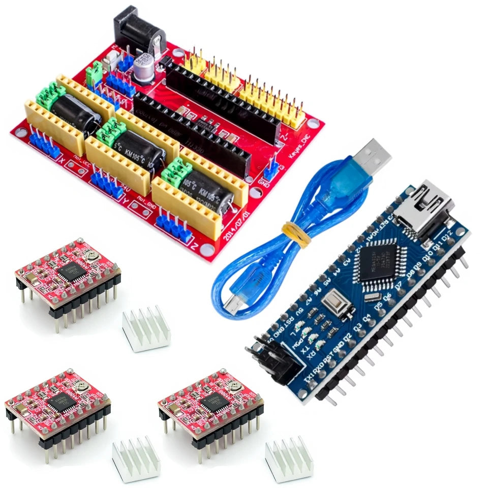 CNC Shield V4 Engraving machine 3D Printer + Nano 3.0 with USB cable+3pcs A4988 / DRV8825 Reprap Stepper Drivers Set For Arduino