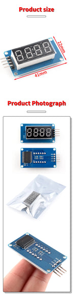 TM1637 4 Bits Digital LED Display Module For arduino 7 Segment 0.36Inch Clock RED Anode Tube Four Serial Driver Board Pack