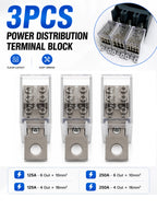 125A/250A Din Rail Terminal Block Distribution Box, 1 In 4/6 Out Power Junction Box, 10/16mm² Wire Connector for Circuit Breaker