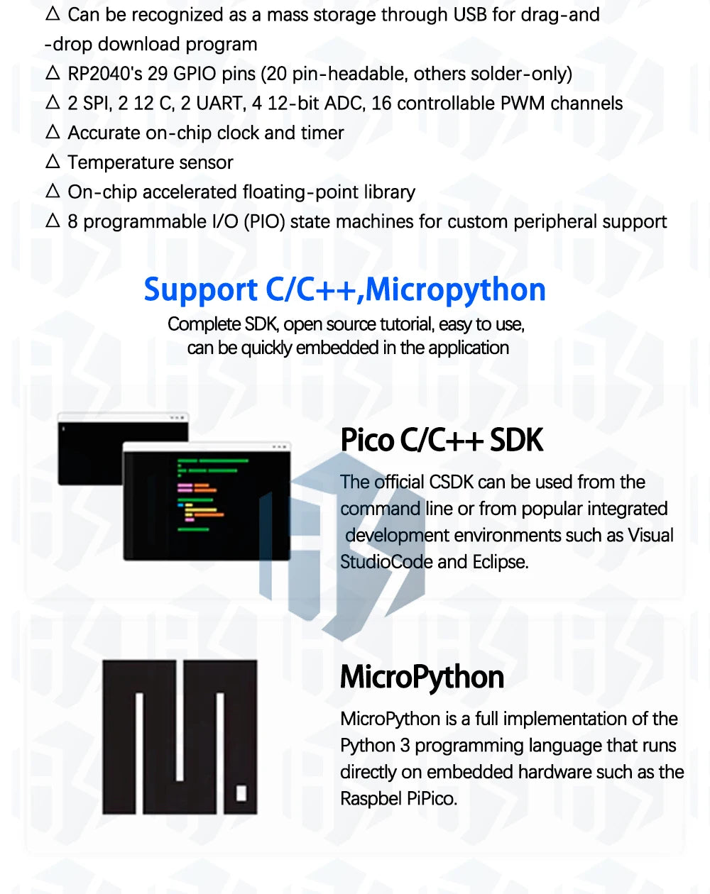 1~20PCS RP2040-Zero For Raspberry Pi Microcontroller PICO Development Board Module Dual-core Cortex M0+ Processor 2MB Flash