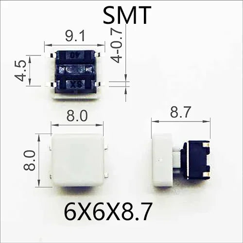 10PCS 6X6X7.3mm 4PIN DIP SMT Momentary Tact Button H=8.7mm With Cap Mini Push Button