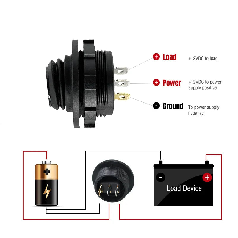 12V Toggle Switch Waterproof LED Lighted Round Rocker Switch Panel SPST 3 Pin Marine On Off Switch for Car Boat RV Truck