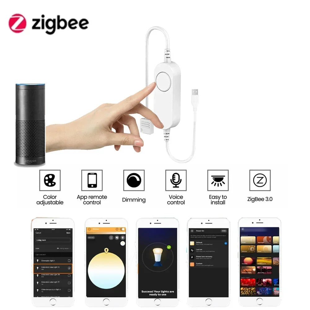 Zigbee 3.0 Smart LED Controller DC5V 12V 24V Dimmer Single Color CCT RGB RGBW RGBCCT LED Strip for Tuya Alexa SmartThings 2mqtt