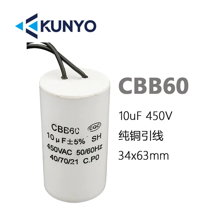 1PCS CBB60 450V Starting Capacitor Motor Run Capacitors 4UF-60UF 4 Pin with Screws for Electric Motor/washing Machine 10uf 20uf