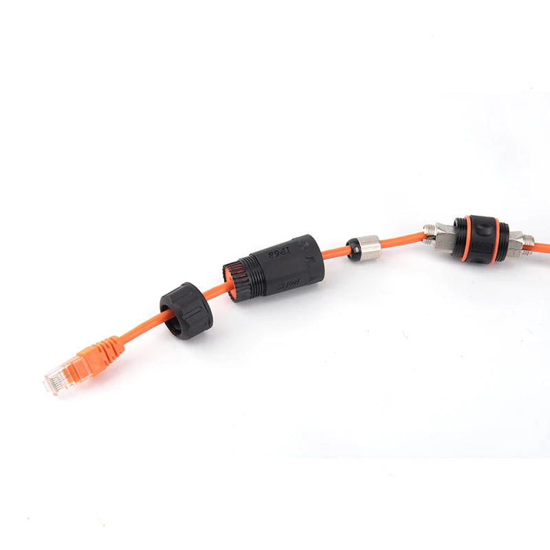 Linkwylan IP68 Waterproof RJ45 Field Extension Connector Full Shielded Toolless Type Tool-Free Connection For Cat6 6A Cat7 Cable