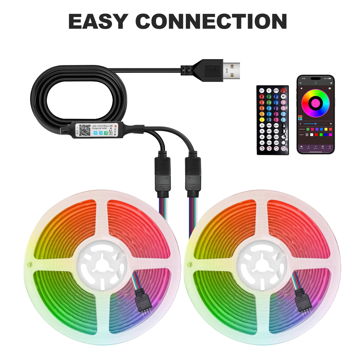 5V RGB COB LED Strip 576LEDs/m Bluetooh App IR Remote Control USB RGB LED Strip Flexible Tape for TV Backlight Room Decoration