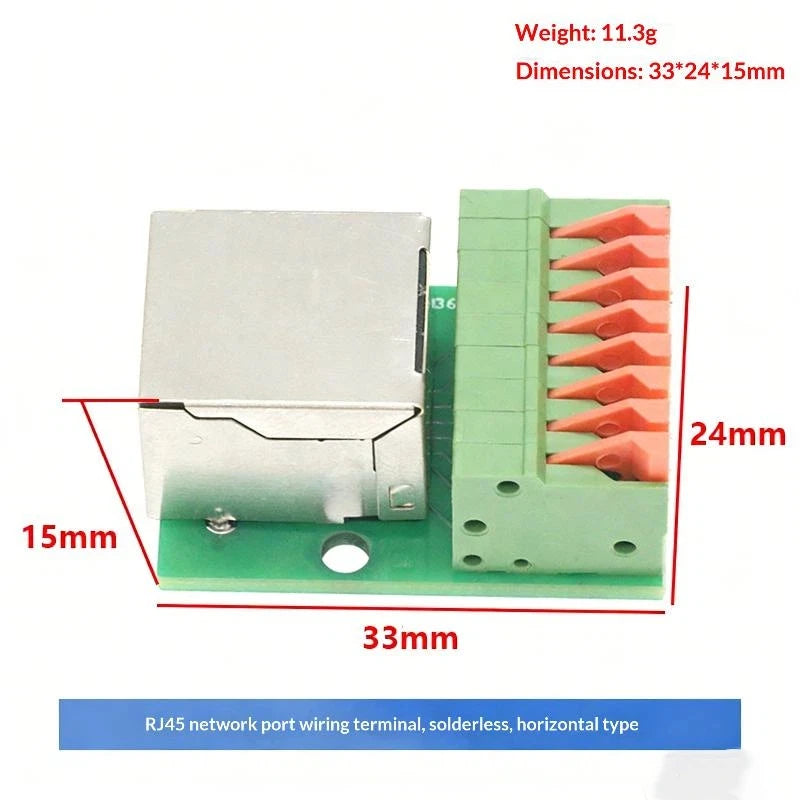 1Pc Data Adapter Board Female Socket Guide Rail Installation Terminals Connector RJ45 Network Port Terminal Block Welding Free