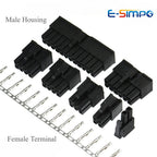 10Sets 4.2mm 5557 Black Automotive Wire Connector Male Shell+Female Terminal 2-24 Pin for PC/Computer Graphics Card PCI-E Power