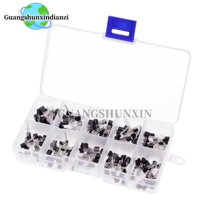 200pcs/set 10Values*20pcs Transistors Box Pack Transistor kit BC337 BC327 2N2222 2N2907 2N3904 2N3906 S8050 S8550 A1015 C1815