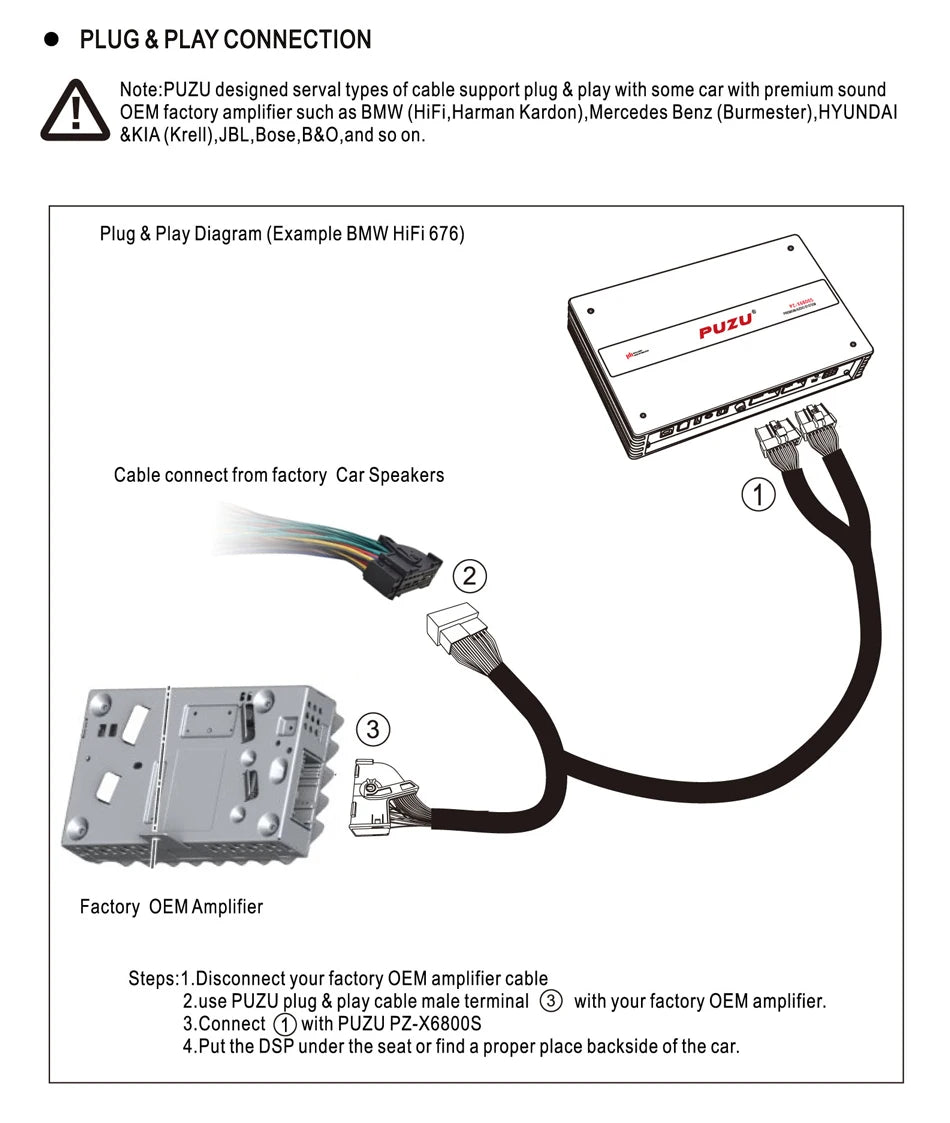 PUZU PZ-X6800S 6ch to 10ch Premium Car Audio DSP processor built in 8ch amplifier output power 500W RMS app and software control