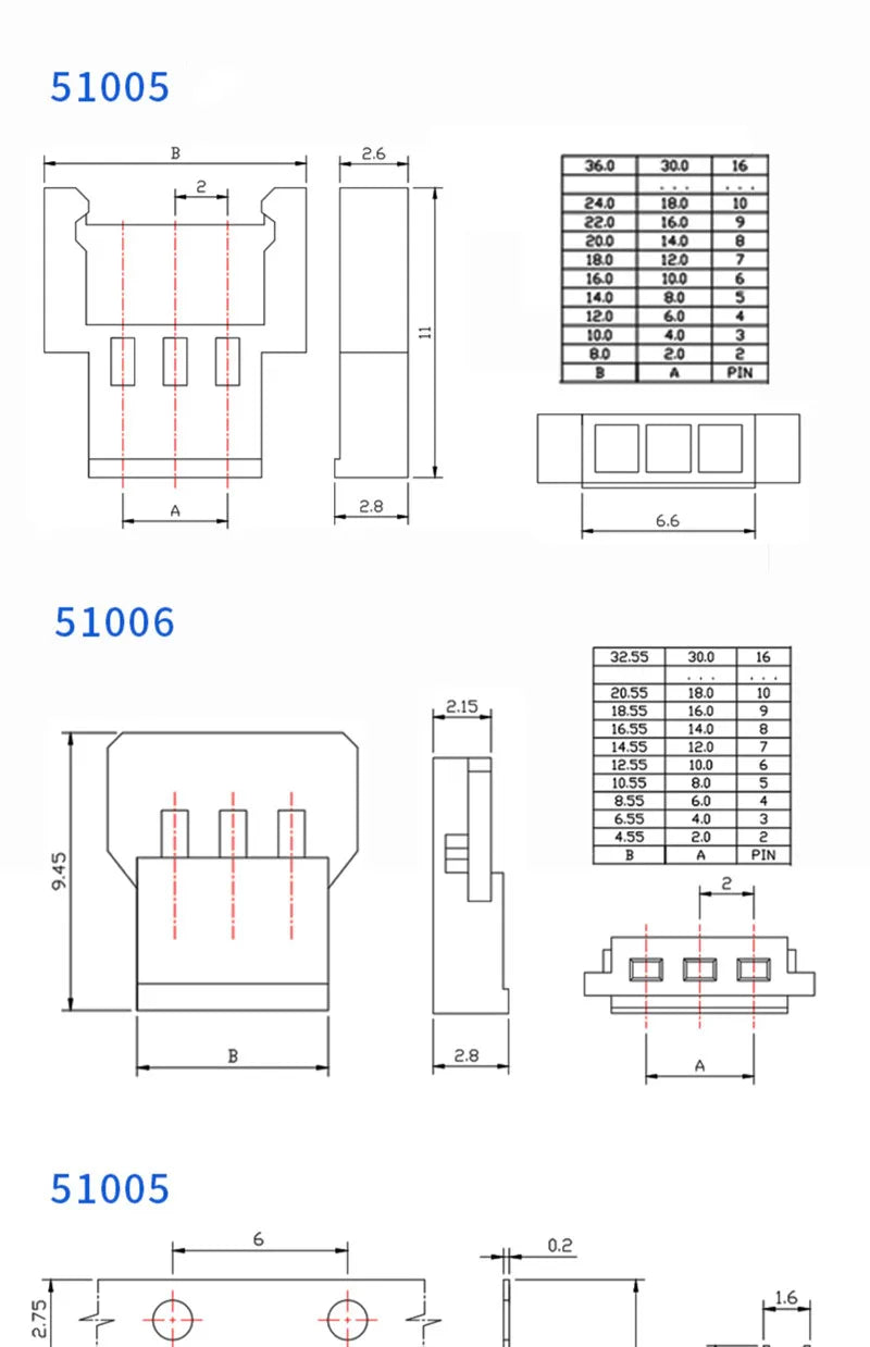 180PCS 51005 51006 MX2.0 2.0mm Connector Pin Header Male Female Socket Terminal 51005 51006 MX 2.0 2P/3P/4P/5Pin