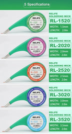 RELIFE Anti-heat Desoldering Wick Wire Mesh Accurate Control Sucker Braid for BGA Welding Repair Tool 1.5mm 2mm 2.5mm 3mm 3.5mm