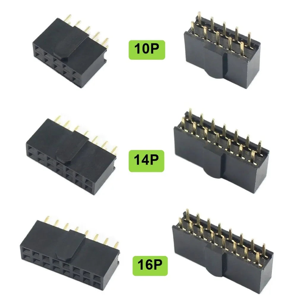 10pcs 2.54mm Pitch Female Header Strip 6/10/14/16/20/26/34/40/50 Pin Dual Straight DIP Polarizing Key Connector 6P 10P 40P 50P