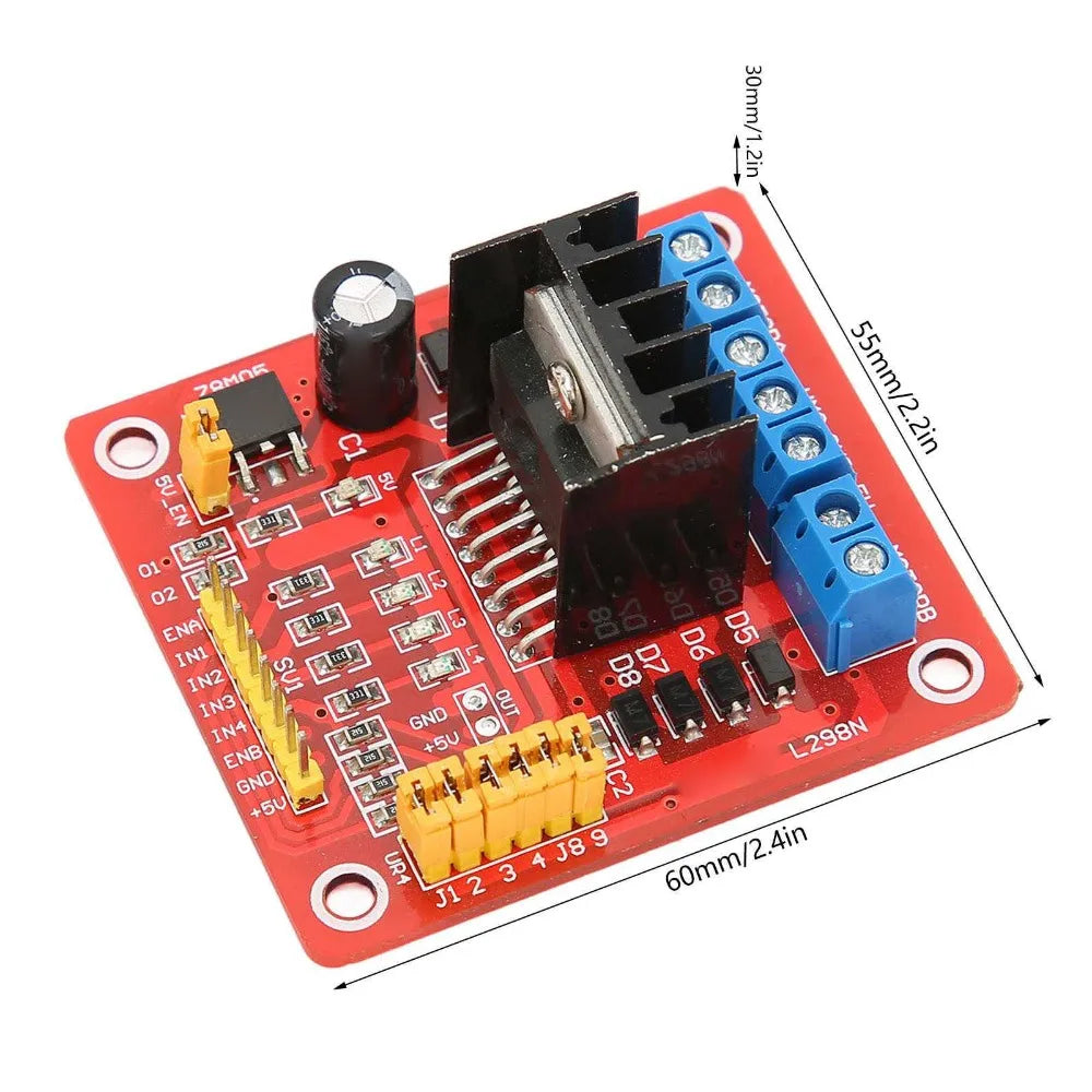 L298N Stepper Motor Driver Module Dual H Bridge 5V-35V DC Motor Controller Board Red Multifunctional DC Stepper Motor Driver