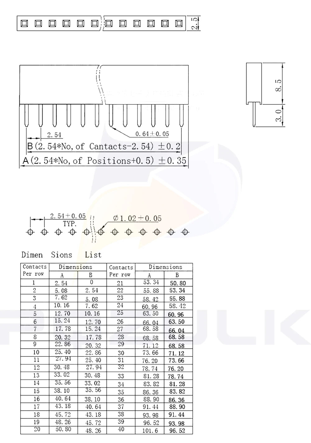 100PCS Single Row Female 2.54MM Spacing Pin Socket Female Header Connector 2P 3P 4P 5P 6P 7P 8P 9P 10P 11P 12P 13P 14P 15P 40P