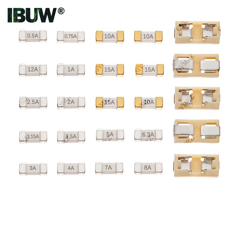 10PCS 500MA 750MA 3A 4A  0.75A 1808 SMD Fuse Fast Acting Surface Mount Fuses 5A 6.3A 10A 12A 15A for PCB Circuit Protection 0.5A