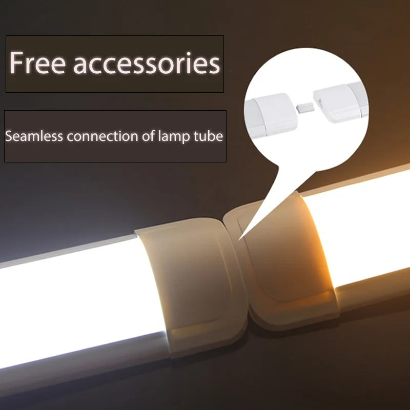 Led Tube Light With Switch Wire 110V 220V 10W 20W Lighting Strip Lamps 30/50cm For  Living Room Bedroom Closet Kitchen Lamp