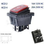 KCD1 KCD2 KCD4 KCD6 On Off 10A 16A 20A 125V 250V AC Heavy Duty DPST Sealed Waterproof Auto Boat Marine Toggle Rocker Switch with