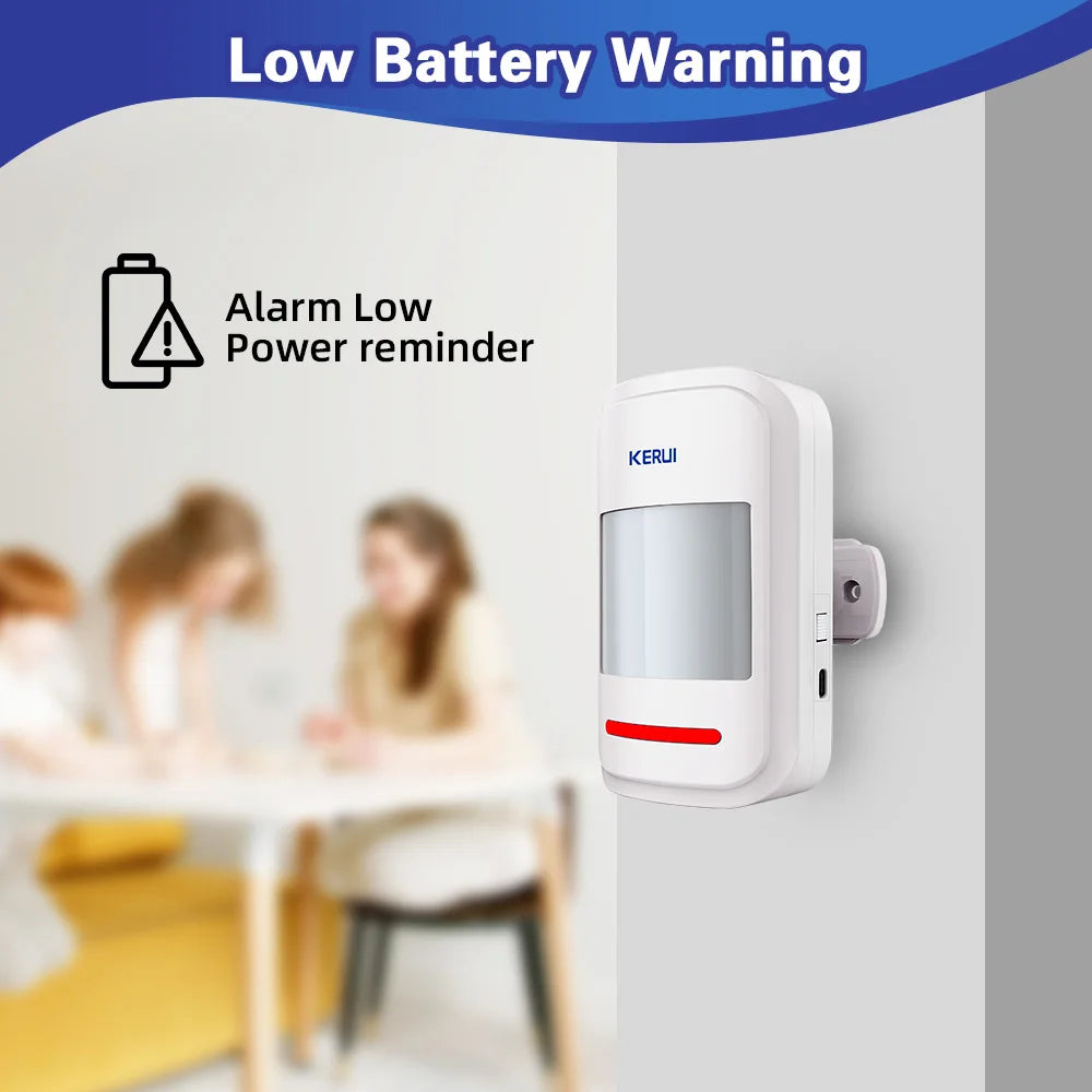 KERUI HW19 PIR Motion Sensor Detector Alarm with Alarm Sound / Doorbell Ring Remote Control to Arm/Disarm SOS for Elder Kids