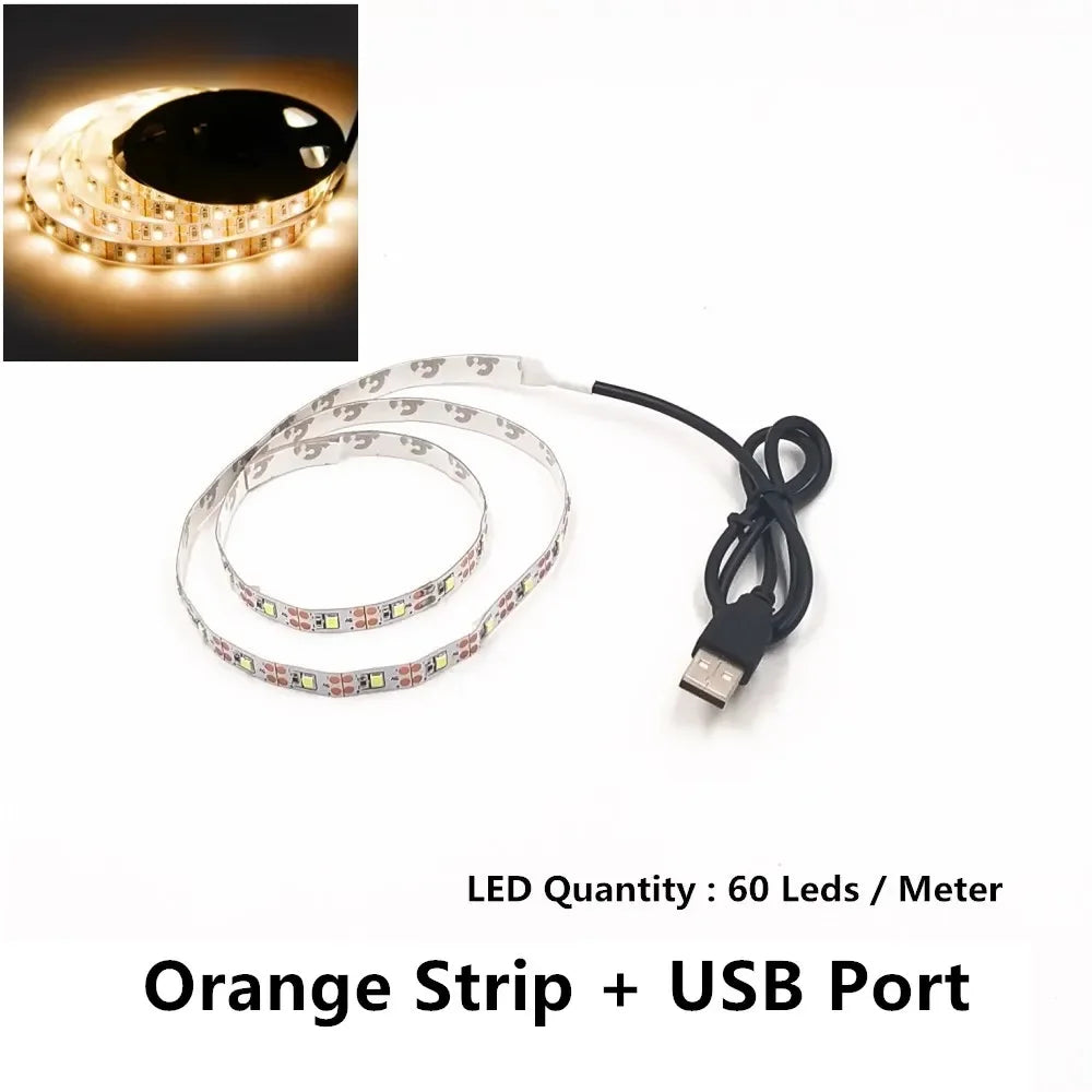USB LED Strips SMD3528 Light 5V Adapter String Christmas Desk Decor Lamp Tape For TV Background Lighting 5V 50CM 1M 2M 3M 4M 5M