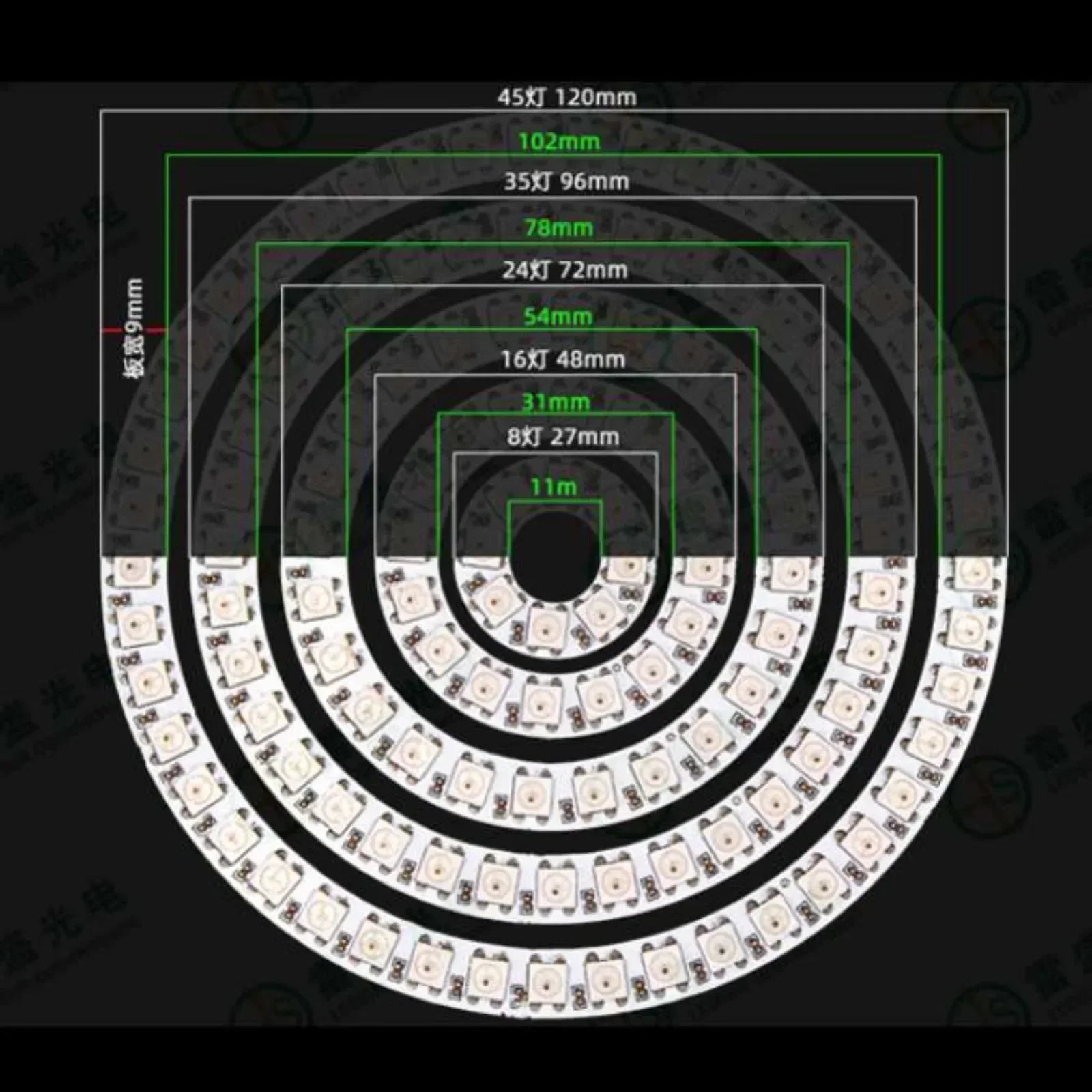 WS2812B 5050 RGB LED Ring 7 / 8 / 12 / 16 / 24 / 60 Bits Lamp Light with Integrated Drivers WS2812 for Arduino Raspberry Pi
