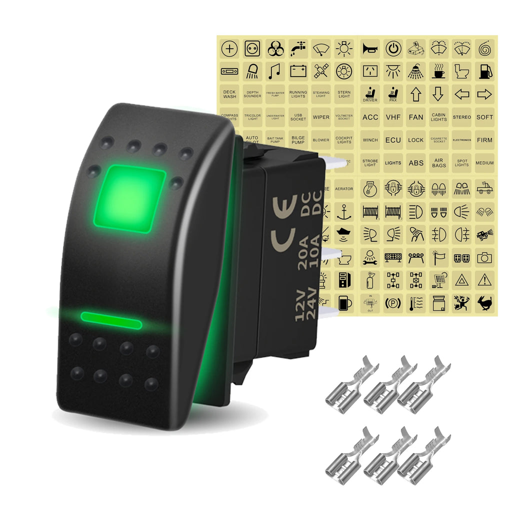 12V 20A White Lens Led Rocker Switch SPST / DPDT / Latching ON-OFF / Momentary (ON)-OFF-(ON) For Carling Switch Replace
