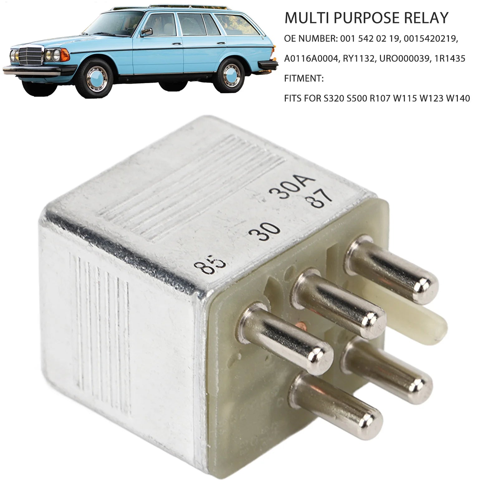 12V 5pin Car Multi Purpose Relay Automotive Fuel Pump Starter Relay 0015420219 for Mercedes-Benz S320 S500 R107 W115 W123 W140