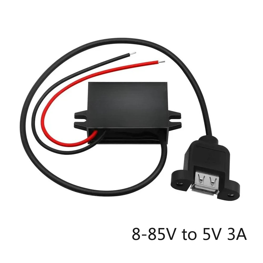 12V 24V 36V 48V 60V 72V 80V to 5V 3A 8-85V to 5V DC Step Down USB Converter With Car Charger Power Supply Output Waterproof