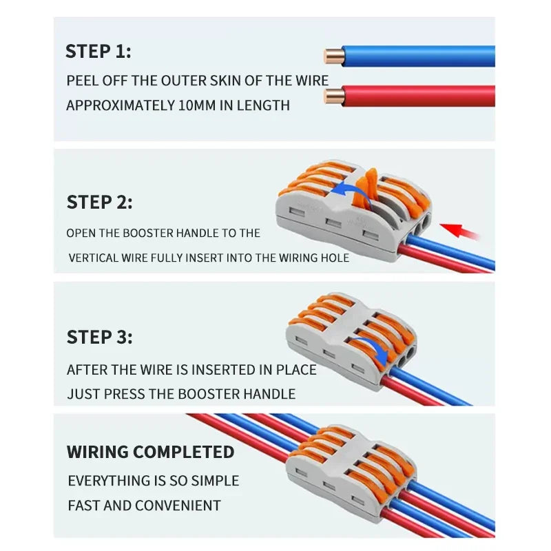 PCT-222-C PCT-223-C Color Lever Wire Connector 2 3 Port 5 10 20PCS Compact Push In Terminal Block for Electrical Cable Wiring