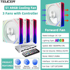 TEUCER Prism  ARGB PC Fan 12cm Computer Case Fan Kit Water Cooler 4pin PWM 5V 3PIN Cooling Fans