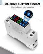 18MM 1P+N 63A 230V Dual Display Adjustable Digital Over Under Voltage Relay Surge Protector Limit Over Current Protection