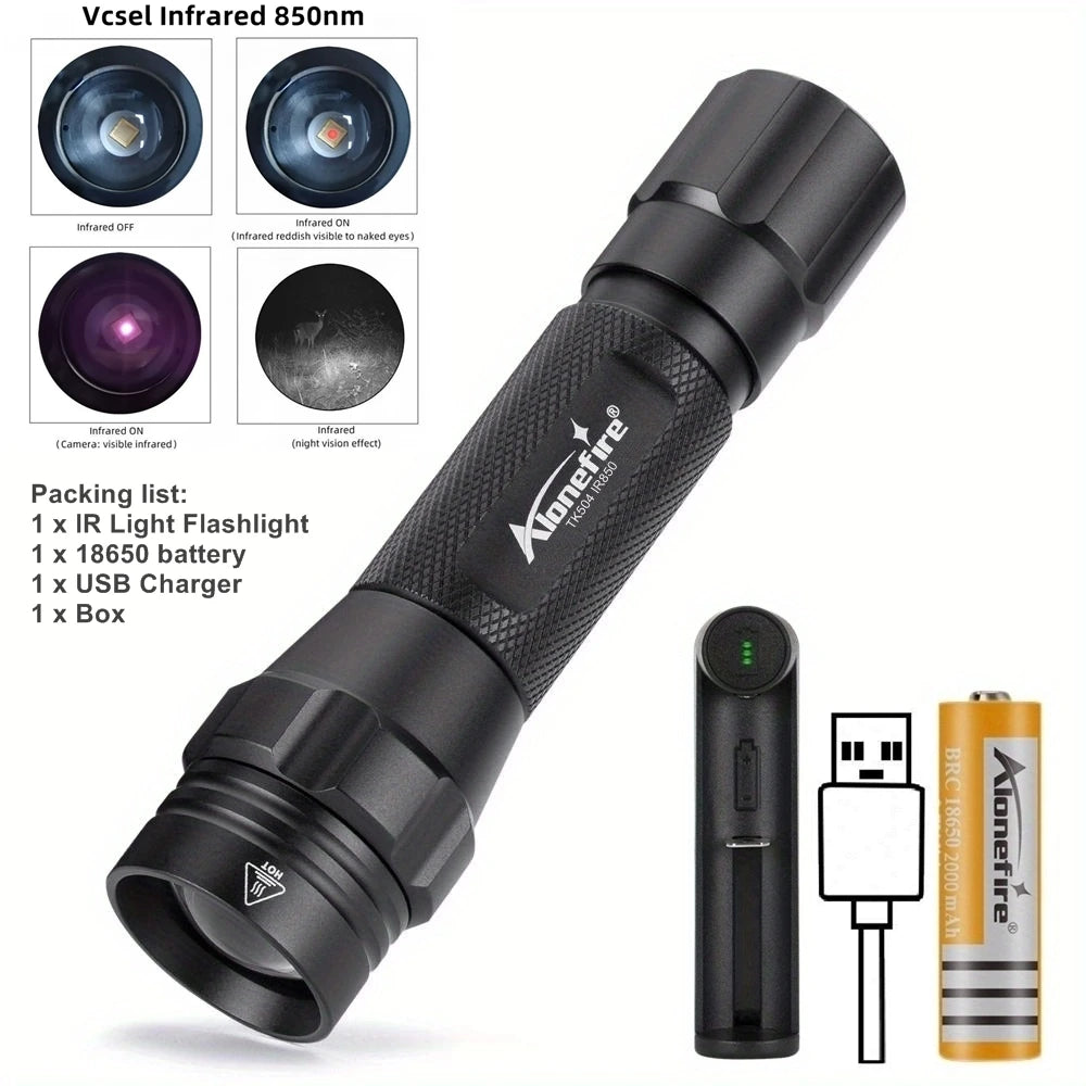 IR 850nm&940nm Latest Infrared Chip LED Zoom Night Vision Infrared Fill Light Tactical Hunting Zoom Flashlight IR Lighting Light