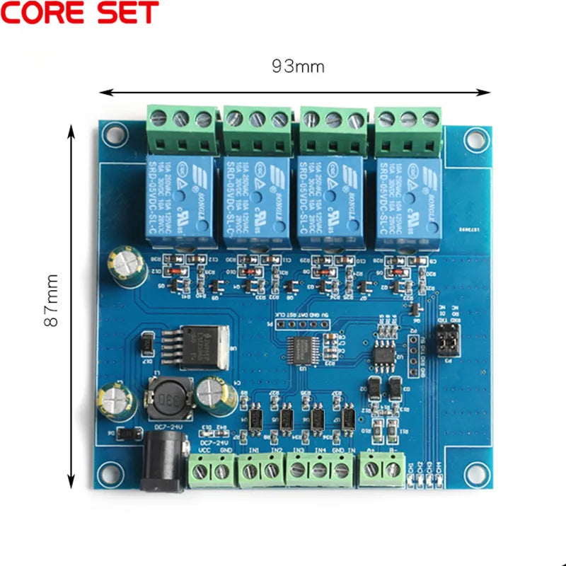 Modbus RTU Relay Module 1 2 4 Channel 7-24V RS485 TTL UART Output 12V Input 485 Communication TTL Pin Modbus-Rtu Anti-reverse