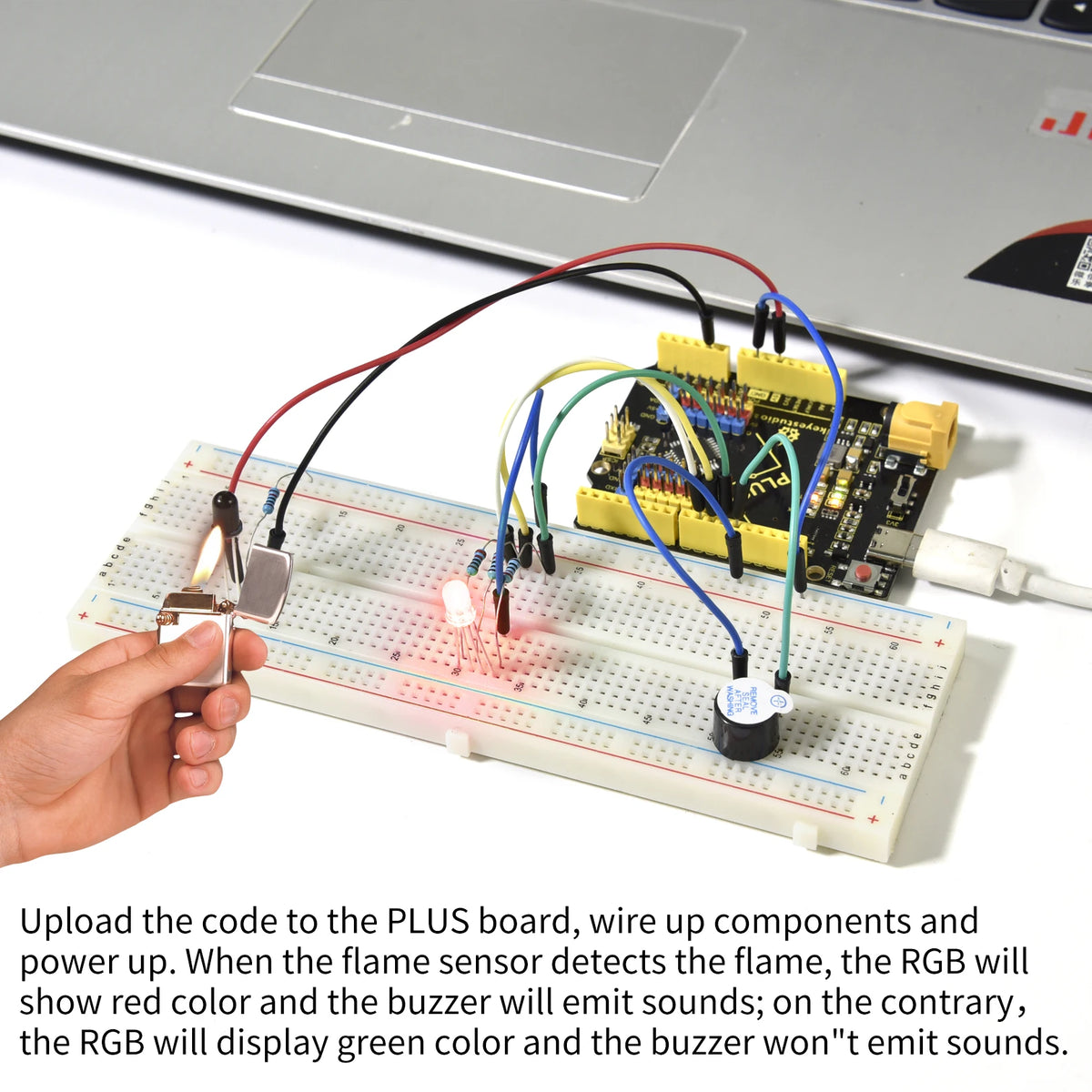 Keyestudio Starter Kit For Arduino PLUS Uno Projects DIY Scratch Graphical Programming 20 Projects (With PLUS Uno Board or Not)
