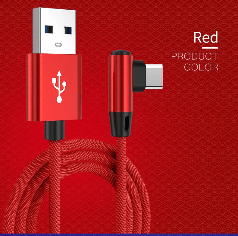 OLAF 5A USB C Cable Fast Charging Micro USB for Huawei Mate 40 30 Xiaomi Samsung 90 Degree Mobile Phone Charging Cord 1M/2M/3M
