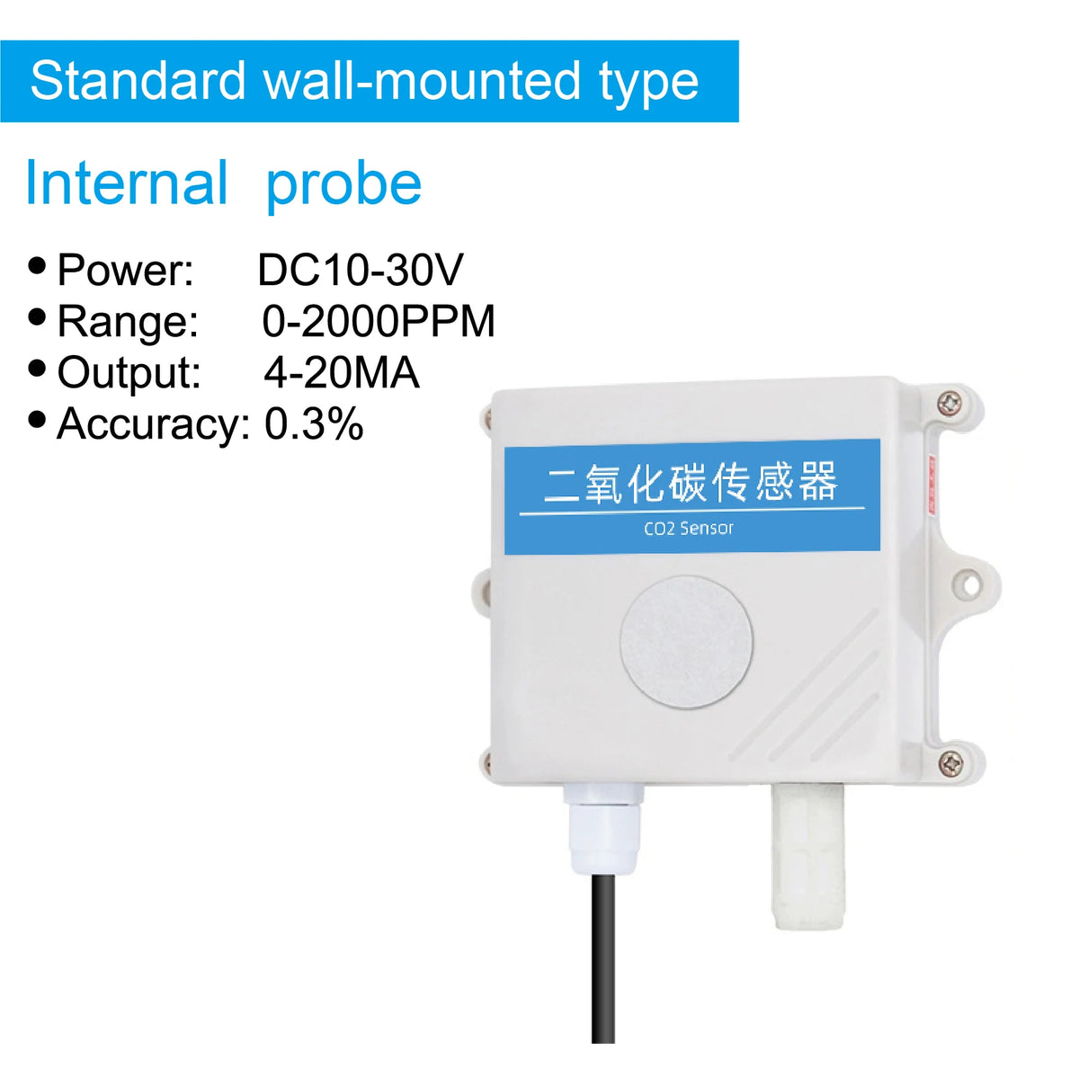 CO2 Transmitter NDIR Carbon Dioxide Sensor Air Quality CO2 Monitor Detector Indoor Meter for Home and Office Greenhouse