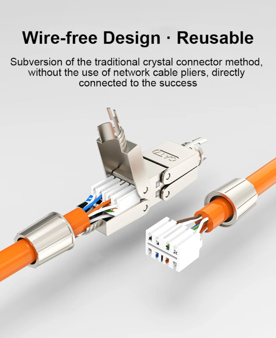 ONTi-Cable Extender Junction Adapter, RJ45 Lan Cable Extension Connector, Full Shielded Toolless Connection Box