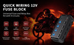 Anchtek 12V Motorcycle Fuse Box Universal Automotive Fuse Block with 4 Circuits Low Profile Mini Blade LED Indicator Fuse Holder