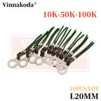 10pcs NTC Thermistors Surface Mount Diameter 4.2mm Temperature Sensor Probe Fixing Head B3950-1% 10K 50K 100K L2cm Tin-Plated