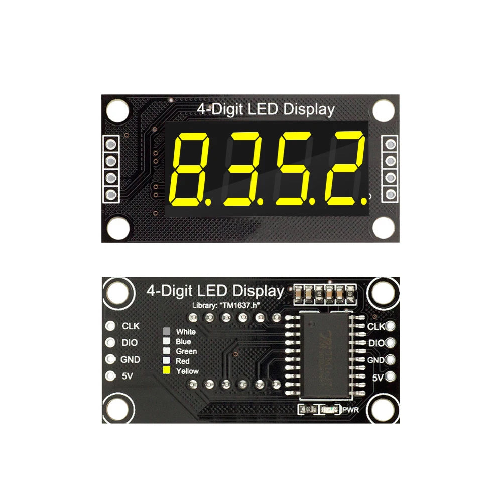 TM1637 LED Display Module 4 Digit 7 Segment 0.36 inch Time Clock Indicator Tube Module Red Blue Green Yellow White for Arduino