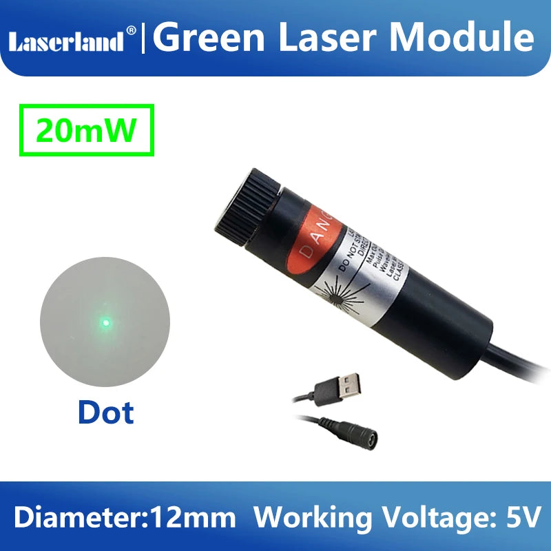 Green Laser Diode Module 20mW Dot Line Cross Projector for Alignment of Cloth Cutting Location