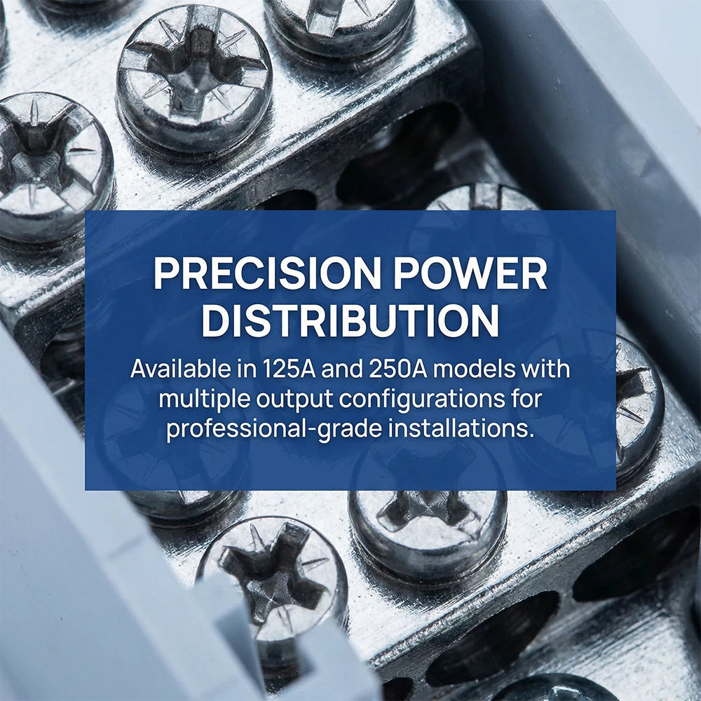 125A/250A Din Rail Terminal Block Distribution Box, 1 In 4/6 Out Power Junction Box, 10/16mm² Wire Connector for Circuit Breaker