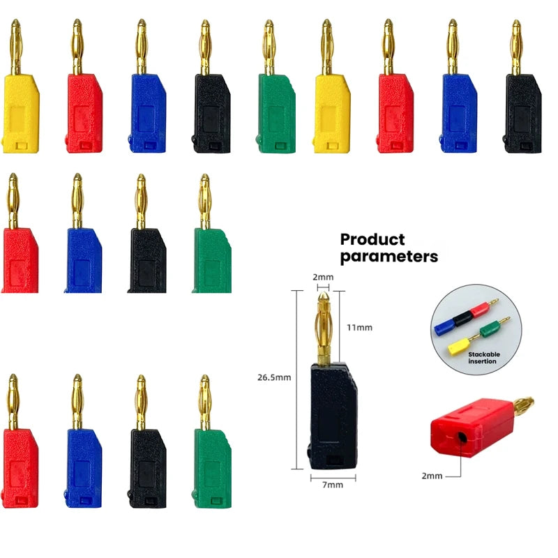 40Pcs 2MM Stackable Banana Plug Soldered Electrical Connector with Socket Jack for DIY Use