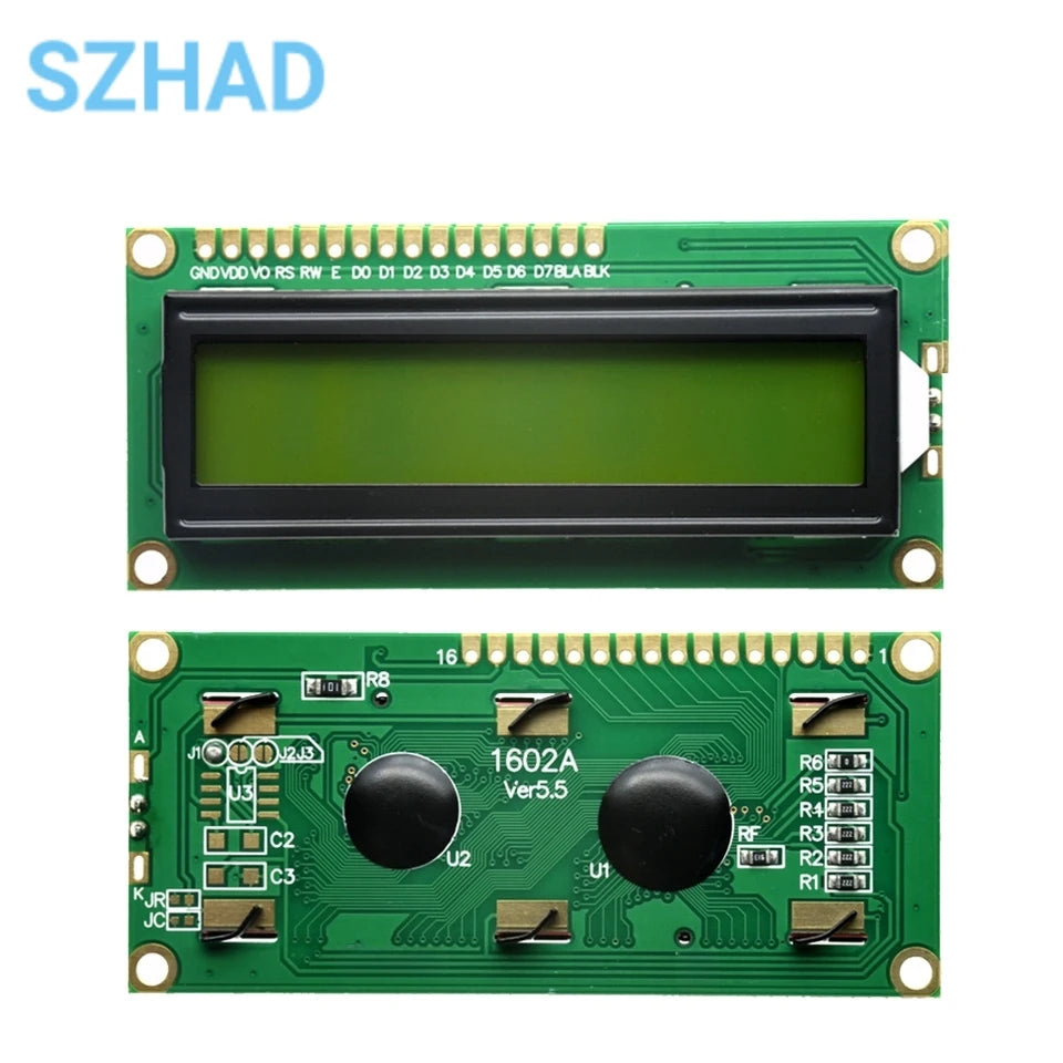 1602A IIC 16x2 LCD Module – Yellow-Green Screen With Level Conversion, 5V For Arduino & MCU Projects
