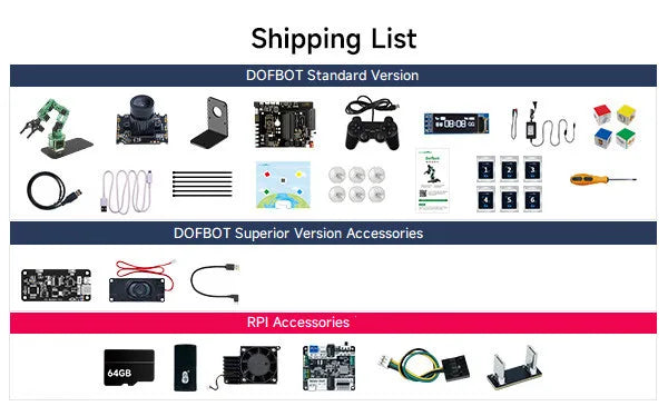 DOFBOT Raspberry Pi 5 Smart Robotic Arm DIY Electronic Kit AI Large Model Vision 6DOF Robot Support ROS2 Development