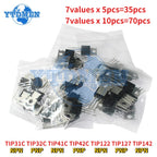 35/70pcs 7values Transistor Kit TIP31C TIP32C TIP41C TIP42C TIP122 TIP127 TIP142 PNP NPN TO-220 Transistors Set