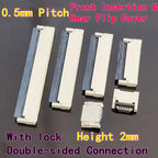 10PCS 0.5mm FPC Flexible Flat Flexible Cable Socket SMD Front Insertion&Rear Flip Cover Double-Sided Top-Bottom Connection lock